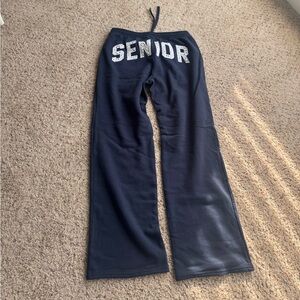 Hollister Dark Blue Joggers with White Print
